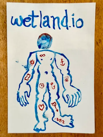 Wetland watercolor man